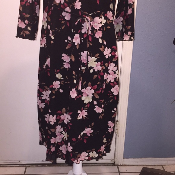 Motherhood Black w/ Flower Print Dress Size L - Picture 4 of 8